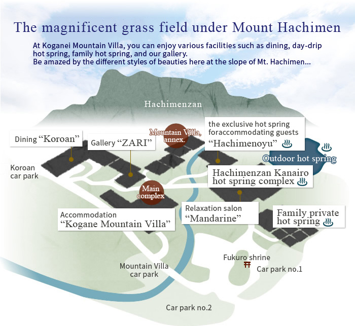 The magnificent grass field under Mount Hachimen