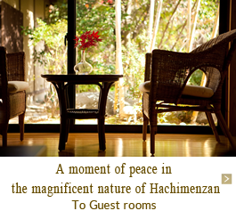 A moment of peace in the magnificent nature of Hachimenzan Guest rooms
